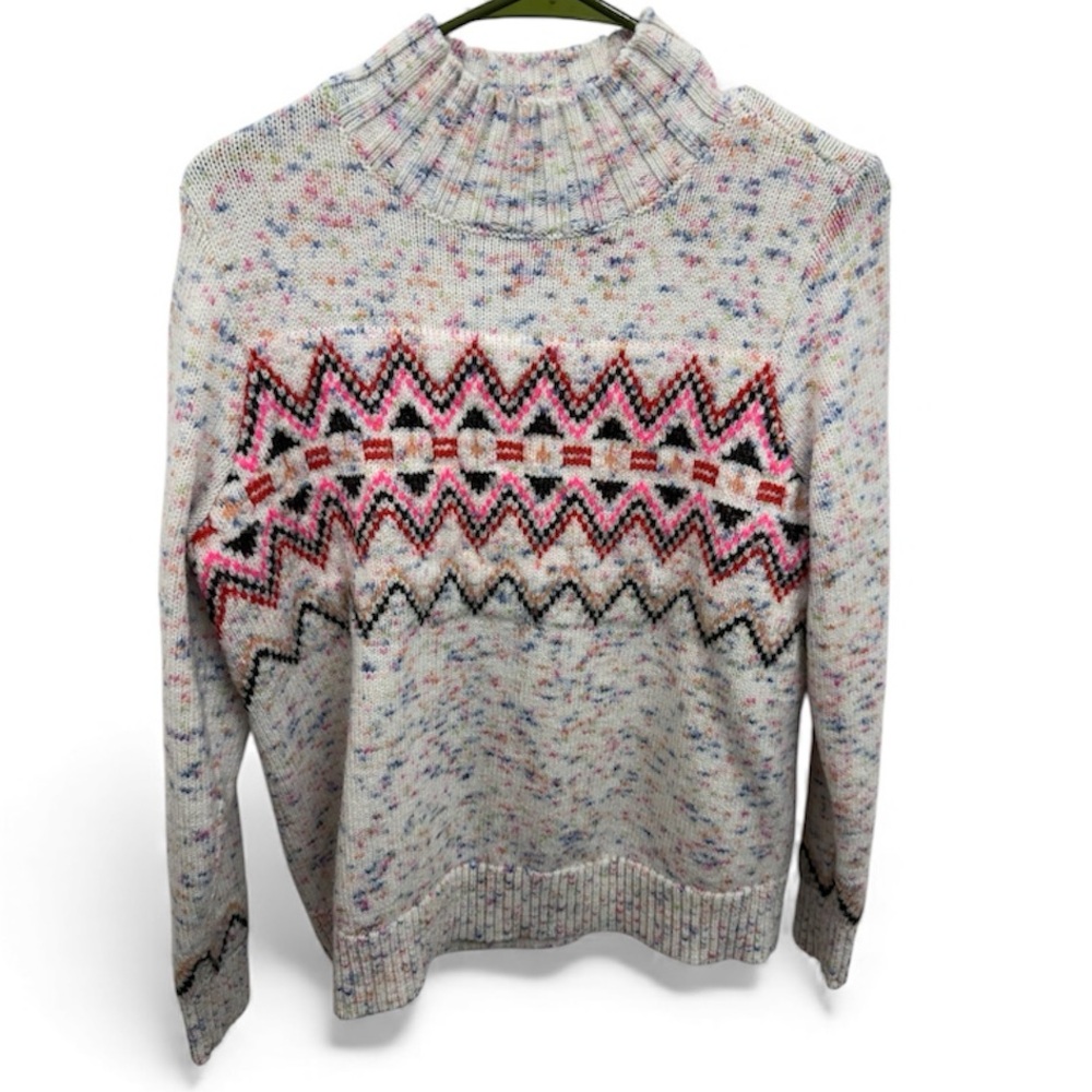 LOFT Women’s Fair Isle Mock Neck Sweater